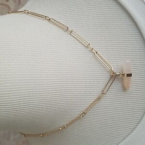 New ALLSAINTS Rose Quartz Large Link Pendant Necklace